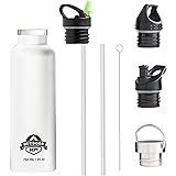 Borraccia sottovuoto, bottiglia per acqua isolante, 750 ml, ermetica, 4 coperchi per sport, ginnastica, attività all'aperto, 