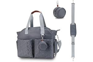SONARIN Multifonctionnel Élégant Sac à Langer pour Bébé Fourre-tout,Grande Capacité Imperméable Sac Bandoulière à Langer Sac de Maternité Sac à Couches de Voyage avec Sac à Tétine(Gris Foncé)