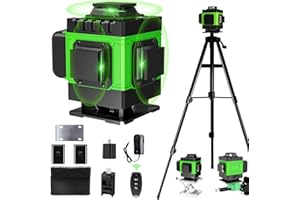 HOUSIWILL Nivel Láser de Líneas Cruzadas con Trípode, IP54 Nivel Láser 4D Multifuncional de 16 Líneas, Nivelación Automática, con Control Remoto, Batería de 2, 1.2m Trípode, para Construcción, Alicatado