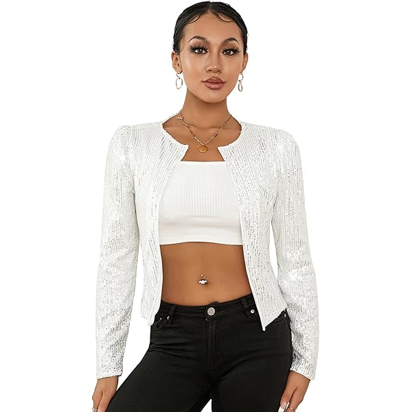 Oyolan Boléro Mariage Femme Paillette Brillant Gilet Manches