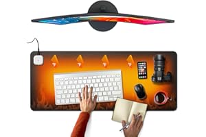 MADALA Tapis de Souris Chauffant, Tapis de Bureau Chauffant avec 3 Niveaux de Chauffage, Grand Tapis Souris/Tapis de Clavier Chauffant/Tapis Chauffant pour Les Pieds/Tapis Table Chaud pour Bbureau Maison