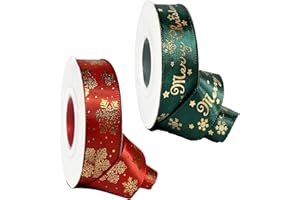 OIAMKER 2 Rolls 20 Yards Christmas Ribbon, Xmas Satin Ribbon for Gift Wrapping, 20mm Width Green/Red Decorative Wrapping Ribbon for Crafts, Christmas, Wedding, Sewing, DIY (10 Yards/Rolls)