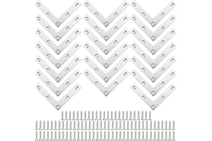 TOKSEO 20 Pièces équerre d'angle Plate avec 100 Vis, 80 X 80 mm Equerre Plate,Equerre Fixation, équerre de Fixation pour Meubles, Armoires, Tables et Chaises en Bois