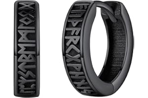 FaithHeart Wikinger Rune Ohrstecker für Herren Damen Edelstah Nordischer Wikinger Rune Creolen Ohrstecker Punk Stil Piercing Ohrschmuck mit Geshenkebox für Freunden Ehemann