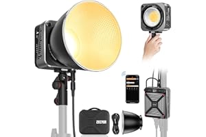 ZHIYUN Molus G200 [Oficjalny] Lumiere Video 200 W, COB LED oświetlenie wideo z mocowaniem Bowens, dwukolorowa lampa strumieniowa z 61500 Lux/ 2700~6500K/ CRI≥95/ TLCI ≥97/ Sterowanie aplikacją