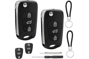 GUOBINZH 2 sztuki etui na kluczyki samochodowe z 3 przyciskami, zestaw przycisków kompatybilnych z Hyundai i10, i20, i30, ix20, ix35, Kia Sportage Ceed Soul Rio Picanto, pilot zdalnego sterowania, obudowa