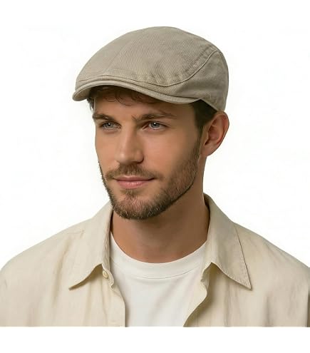 Béret Homme Casquette Gavroche Denim Délavé - Chapeau Plat Coton Printemps Été