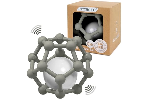 MCGMITT Jouets de dentition pour bébé - Balles sensorielles Anneau de dentition en silicone jouets à mâcher faciles à saisir et à nettoyer, jouets de dentition à mâcher en silicone (Cloche vert foncé)