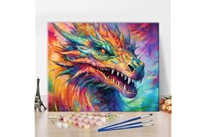 TISHIRON Abstract Dragon DIY Paint by Number Mythical Animal Paint by Numbers for Adults Medieval Fantasy Animals Art Kids Paint by Numbers Kids on Canvas Paint by Numbers for Adults Beginner 16x20inch