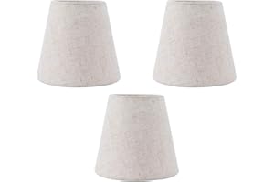 LADIESHOW 3 Pezzi Paralume Piccolo In Tessuto, Paralume In Tessuto Di Lino Naturale Paralume Per Lampadina Con Clip, Cappello Paralume Per Lampadario Per Lampadina E14, Per Lampada Da Tavolo