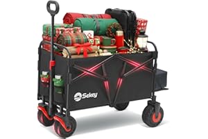 ‎SEKEY Sekey Bollerwagen Faltbar XXL 200KG 155L, Breite Blasformräder Speziell als Faltbarer Bollerwagen Strand, Strandwagen Klappbar mit Heckklappe, Diamant 2001, Schwarz