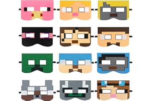 Kodepro 12 Pcs Masks Party Bag Fillers for Kids, Gaming Themed Felt Masks Costumes Toy Gift, Cosplay Mask Cartoon Mask Party Favors for Boys Girls Birthday Halloween Christmas Cosplay Masquerade