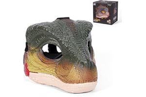 Starnearby Dinosaur Mask, Dino Mask Moving Jaw, Electric Dinosaur Toy Simulated Velociraptor Face Mask with Open Mouth Sound Effect for Kids Adults Funny Cosplay Gift Halloween Mask