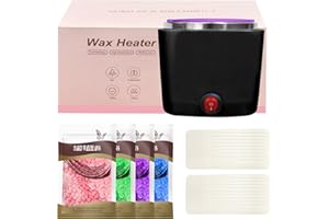 Lazy Lady Mini chauffe cire dépilatoire,chauffe cire epilation professionnelle avec pot en silicone de 200 ml,kit machine epilation cire de voyage,4 sacs decire perle,20 spatules (carré, noir)