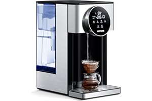 KOMORE 4L Instant Hot Water Dispenser, Filter Water Dispenser with 7 Temperature Presets & 7 Volume Options, 2600W Fast Boil, Electric Kettle with LED Touch Display, Black