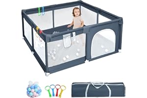 HABOWN Laufstall Baby Faltbar 127x127CM, Laufgitter Baby Faltbar Playpen Baby mit Atmungsaktivem Netz an Vier Seiten und Rutschfester Basis