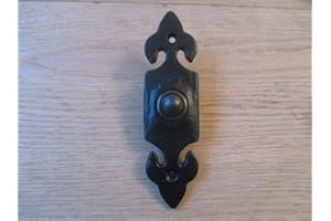 IRONMONGERY WORLD® Victorian Traditional Old Style Bell Push Door Bell Wired (Black CAST Iron Fleur DE LYS)