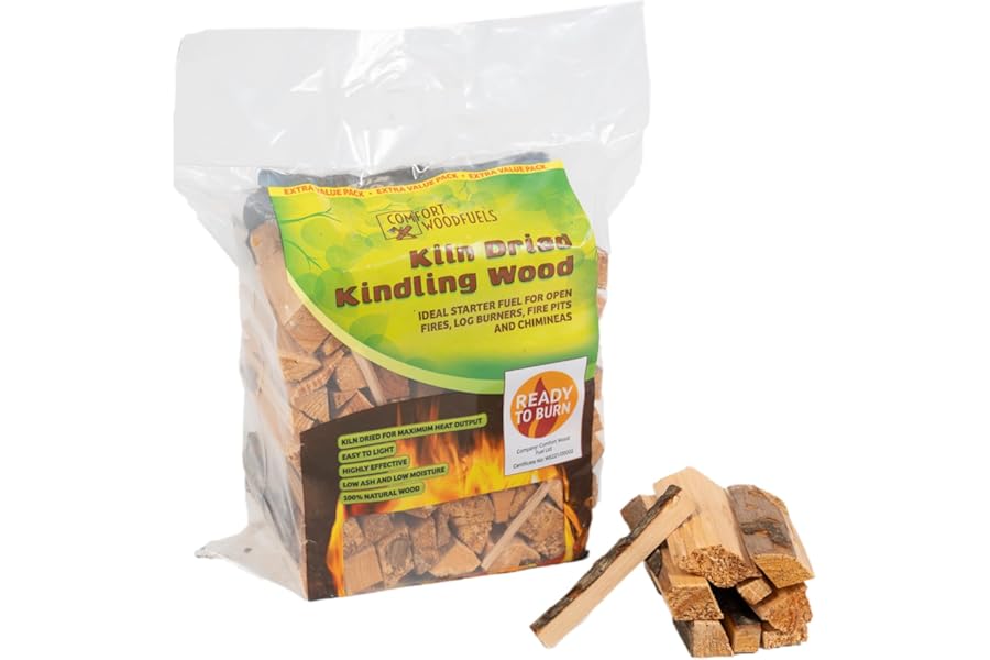 CWF Kiln Dried Kindling Wood – Eco-Friendly, Quick Lighting Pine & Spruce – 6L Carry Pack (approx. 2kg) Kindling Sticks for Log Burners, Fire Pit, Pizza Ovens & Open Fires, Brown