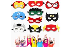 NIWWIN Maski filcowe, maseczki na przyjęcie urodzinowe dla dzieci, na Halloween, akcesoria imprezowe Avengers - regulowane rozmiary, 10 sztuk