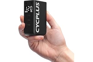 CYCPLUS Tiny Bike Air Pump with Gauge, Max 120 PSI Cordless Rechargeable Electric Bicycle Pump, Auto Stop, with Presta and Schrader Valve for E-Bike, Mountain Bike, City Bike and Road Bike AS2 PRO MAX