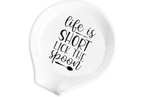 YTNONT Funny Life is Short Lick The Spoon Quote Spoon Rest for Stove Top-Large Spoon Holder for Kitchen Counter-Heat Resistant Cooking Kitchen Accessory and Gift for Cooking Enthusiasts