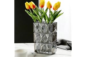 20 cm kristallglas vas, förtjockat klart glas blomvas, stor fyrkantig vas dekorativa vaser blommor modern bondgård mittdel, h