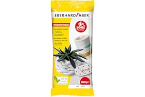 Eberhard Faber 570101 - Argilla da modellare bianca essiccabile all'aria, 1 kg EFA Plast classica a base di argilla