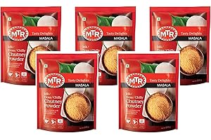 ONE STOP DEALERS MTR Instant Ready Mix Various Flavours - Traditional South Indian Breakfast – Tasty and Healthy - Easy to Prepare Snacks - Chutney Powder 200g (Pack of 5)