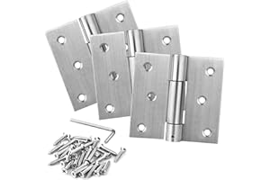 TSSS 3 PCS Self Closing Door Hinges-76 mm x 85 mm,Stainless Steel, Automatic Close Adjustable Tension Spring Butt Hinges