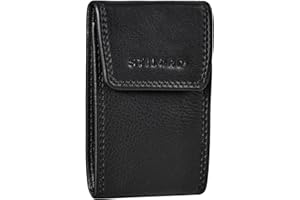 STILORD 'Lenn' RFID Key Pouch Leather Vintage Holder with Ring Elegant Coin Wallet Faraday Bag for Car Keys Leather Purse Organiser, Colour:Black