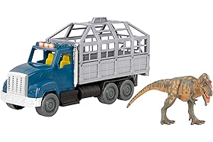 Terra by Battat AN4050Z T-Rex Transport – Toy Dinosaur & Toy Truck with Lights, Sounds, Movable Parts for Kids 3+