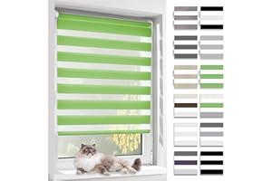 ‎BELLEMAX BelleMax Doppelrollo Klemmfix ohne Bohren & mit Bohren, Grün 95x120cm(BxH), Duo Rollo, Sonnenschutz lichtdurchlässig Blickdicht, Klemmrollo Fensterrollo, Rollos für Fenster und Tür