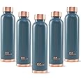 The Better Home Copper Water Bottle 1 Litre | With Anti Oxidant Properties |Boosts Immunity & improves Health| Copper Water Bottles 1+ Litre | 100% Copper Water Bottle | Teal(Pack of 5)