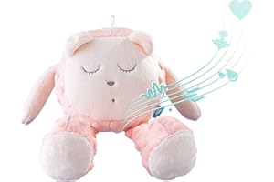 myHummy ourson"Snoozy" basique rose blanc | Peluche bruit blanc bébé | Machine à bruit blanc - battement coeur bruit des vagues | my hummy version basique peluche endormissement