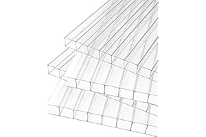 JAWOLL Hohlkammerplatten für Gewächshaus 60,5 x 113 cm - Polycarbonatplatten, Kunststoffplatten 4mm, Wetterfeste Gewächshausplatten, Polycarbonat Stegplatten, UV-beständige Wellplattendach, Dachwellplatten