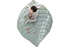 Keptfeet Tappetino da Gioco per Bambini, Cuscino strisciante per Bambini, Tappetino per Bambini in Cotone a Forma di Foglia, Tappeto per attività per Sale Giochi, camerette, Sale Giochi, Libro