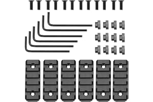Atflbox 2/4/6 pièces Rails Picatinny pour Mlock, Rail Picatinny 5 Fentes en métal Mloc avec 4/8/12 écrous et vis en T, 2/4/6 clé Allen