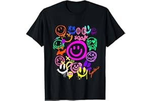 GEM WEARABLE ART Smile Face Emoticons Fun Vivid Graffiti Smileys, Grafik T-Shirt