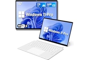 FUNYET Laptop 2 in 1, Processore N100 16 GB RAM 1 TB SSD Laptop PC Windows 11, Laptop da 14 pollici, Tastiera Bluetooth con retroilluminazione e sblocco con impronta digitale