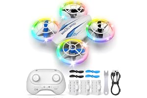 Remote Control Mini Drone 2.4GHz with Headless Mode, Auto Anti-Collision Technology, LED Lights (White)