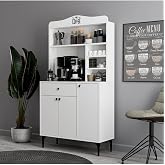 Mezza 5220 Siesta 90 Cm Coffee Corner Multi-Purpose Cabinet 3 Lids 1 Drawer Pantry Kitchen Cabinet White