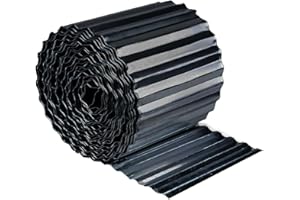 NICOMAN Corrugated Metal Garden Edging, Wave Roll, Landscape Edging Border for Lawn, Flower Bed, Garden Fence, Paver Edging, Power Coated Black Finish, 16cm (6 inch) High 12 Metre (40 ft) Long