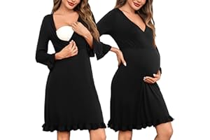 Bresdk Camicia da Notte Parto Ospedale Cotone Vestaglia Donna Premaman Allattamento