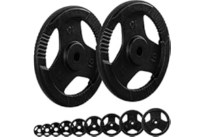 MOVIT Hantelscheiben Set PRO Gusseisen mit Griff 0,5kg bis 20,0kg, Bohrung 30/31 mm Standardnorm, Gewichtsscheiben Set schadstoffgeprüft Gewichte Hantel