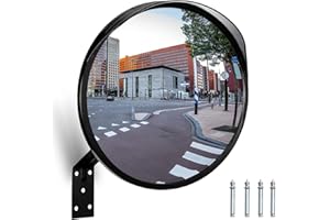 Minvchao Specchio panoramico convesso 30 cm - Circolazione, Parabolico, Osservazione per strada e garage - Uso esterno ed interno, nero