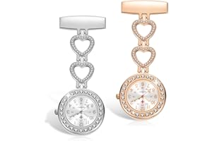 VOKMON 2 Pcs Fob Watches for Nurses Watches Silver and Gold Tone Nurse Buckle Watch Luminous Nurses Watch Fob Watch for Women Watches for Nurse Doctor Medical Nurse Watch Fob Watches Nurse Pocket Watch