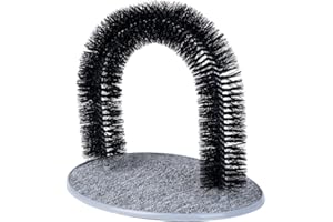 Petlicity Cat Kitten Massaging and Scratching Pet Arch Self Grooming with Soft Comfortable Bristles (Grey)