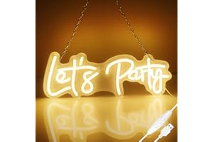AOOTE Let's Party Neon Light, LED Neon Sign, USB Operated, LED Lettering Neon Sign for Decoration, Wall, Wedding, Birthday, Bar, Party