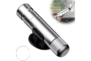 BEEHUG Safe Hammer Glass Breaker, 2-in-1 Mini Car Window Breaker Escape Tool, Portable Car Safety Hammer Seat Belt Cutter with Holder - Emergency Escape Tool for Rescue, Disaster, Escape, Lifesaving(Silver)