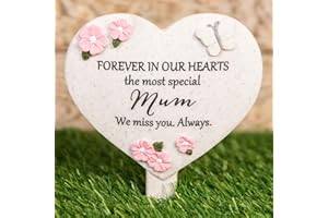 HUMEW Widdop & Co Graveside Memorial Stake - Mum - Dad - Gravestone Grey Marble Effect (Mum)